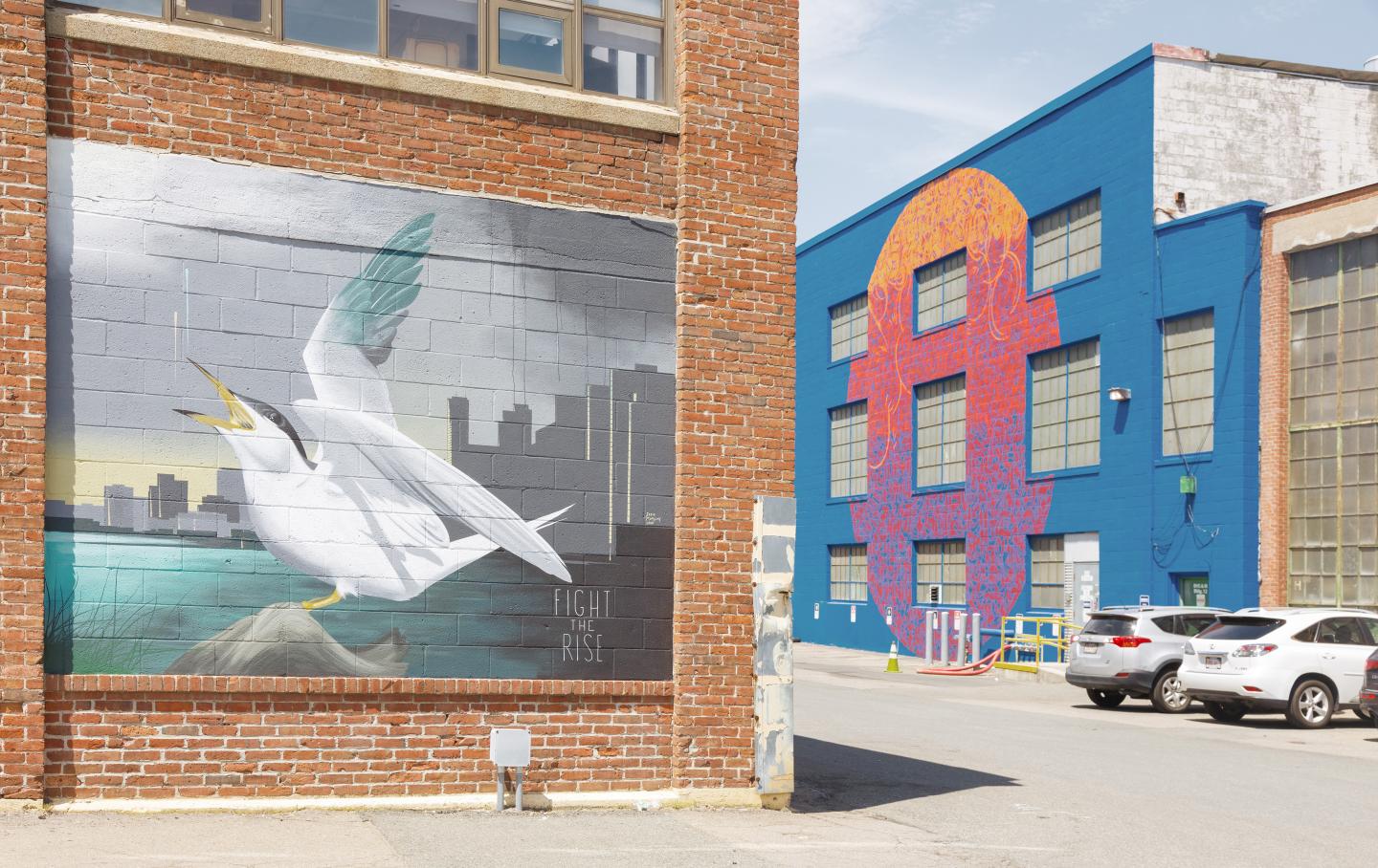 A mural painting of a seagull