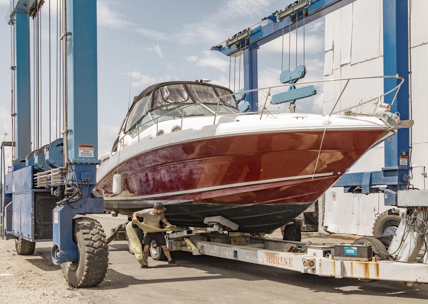 A boat being serviced at BHSM