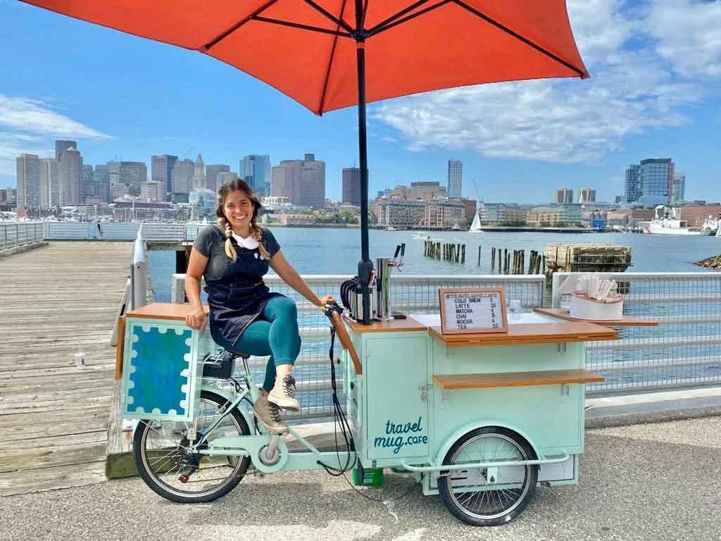Bike powered coffee stand