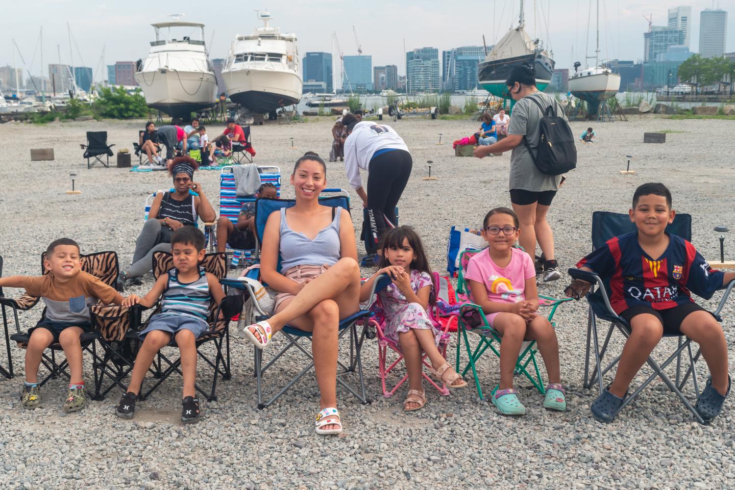 Family enjoying Cinemarina movie night