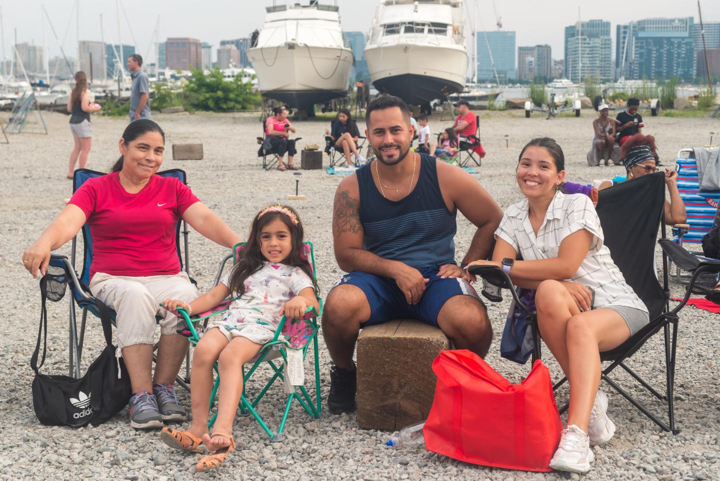 Family enjoying Cinemarina movie night