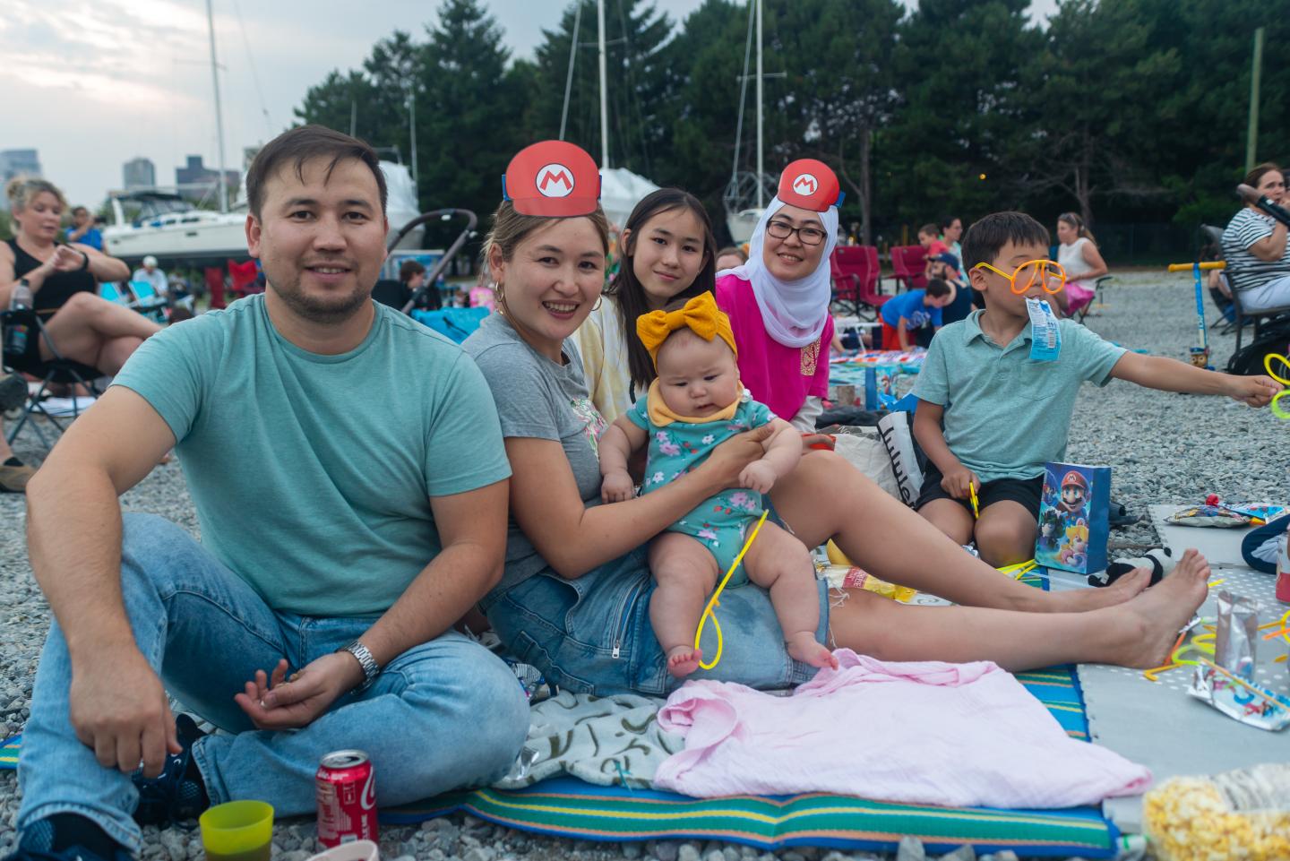 Family enjoying cinemarina