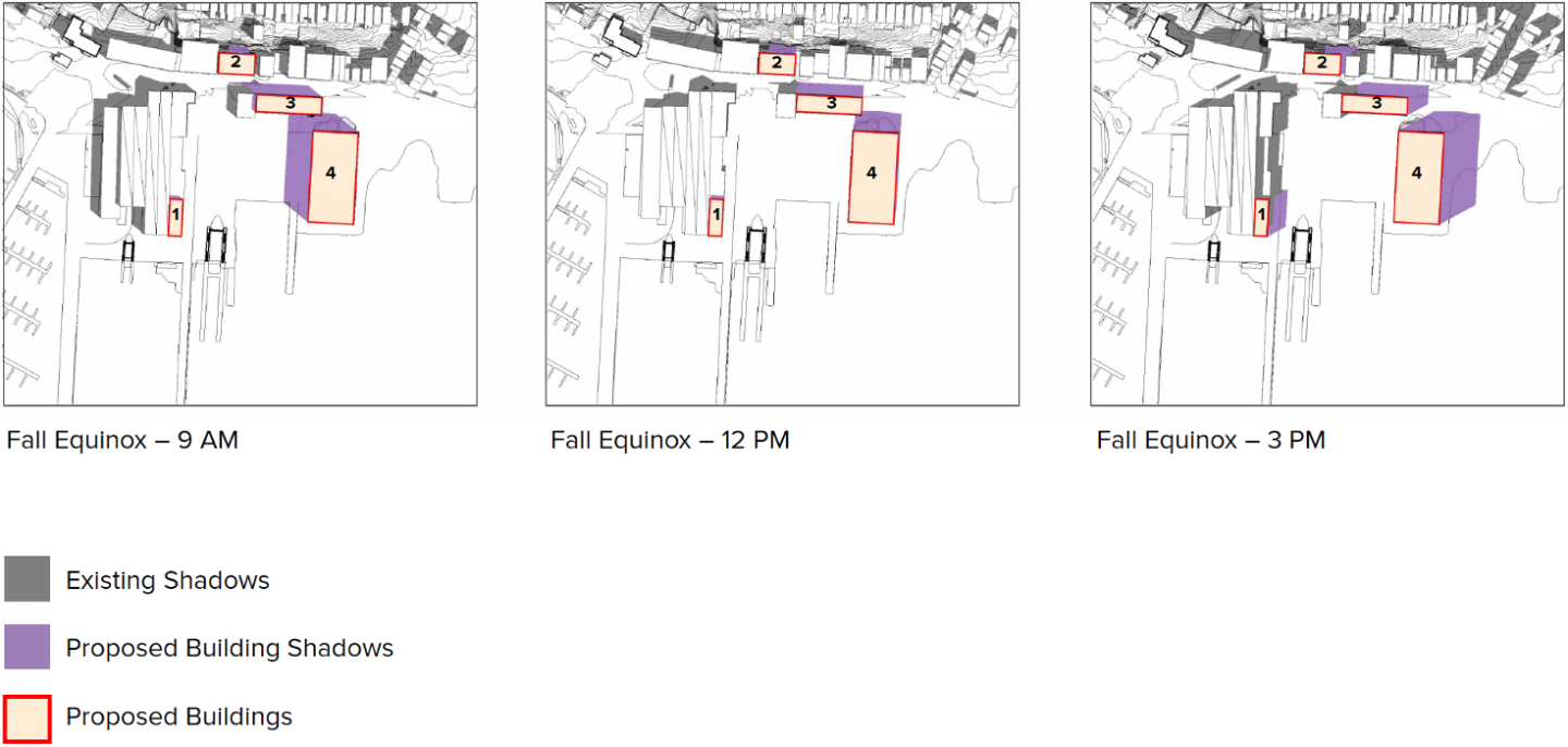 Shipyard building shadows at Fall Equinox