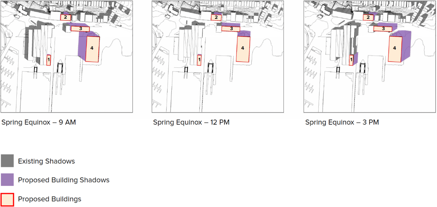 Shipyard building shadows at Spring Equinox