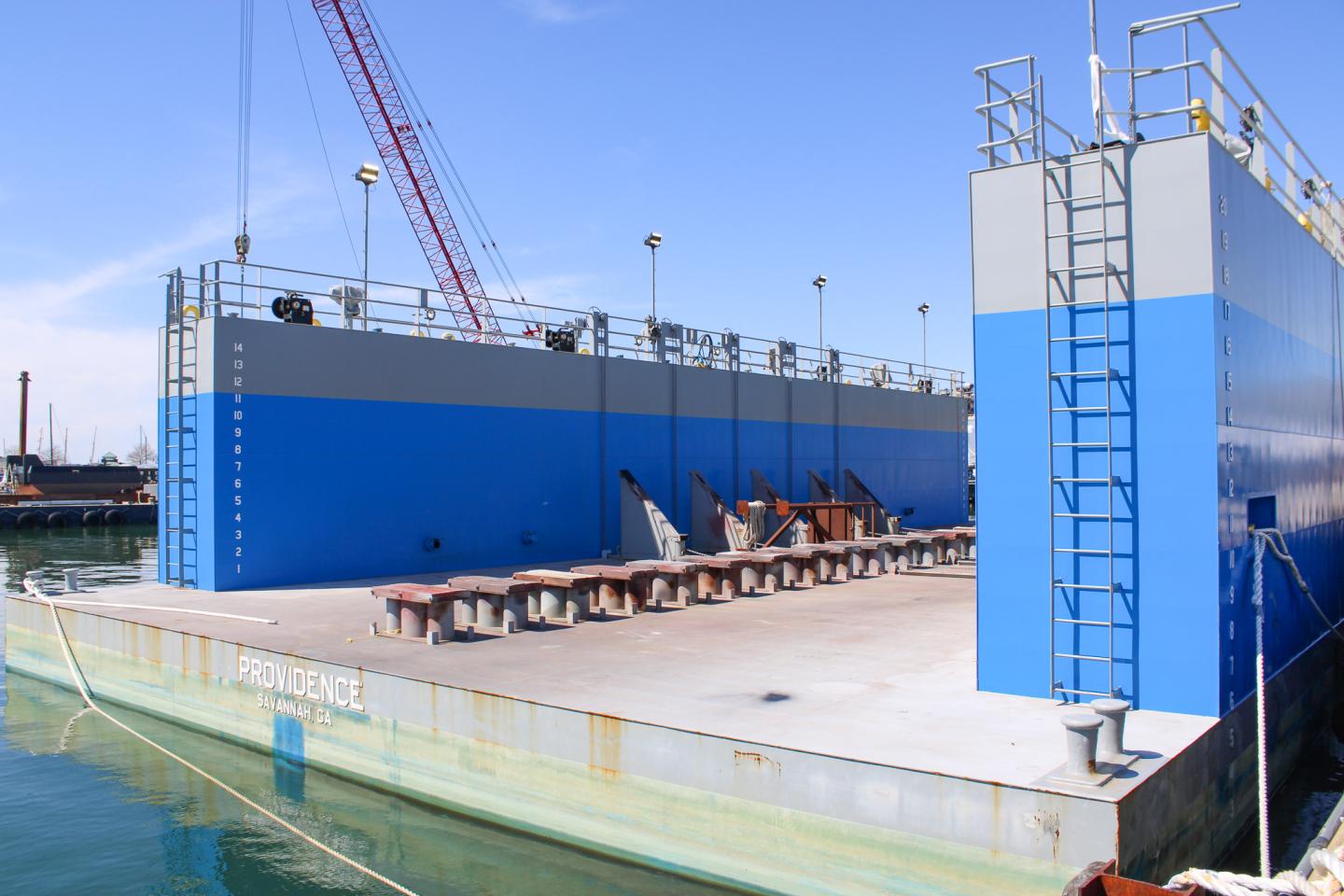 Floating dry dock at Boston Harbor Shipyard and Marina