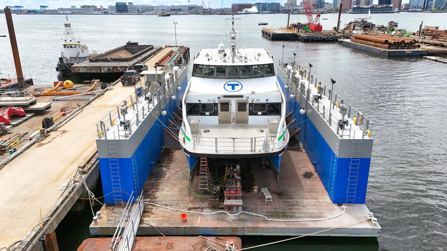 Floating dry dock at Boston Harbor Shipyard and Marina
