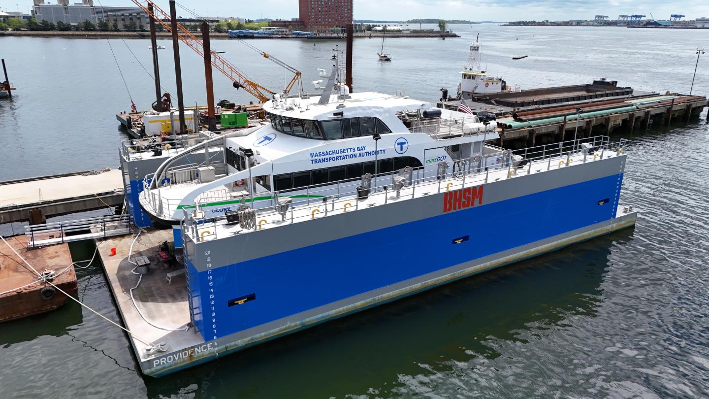 Floating dry dock at Boston Harbor Shipyard and Marina