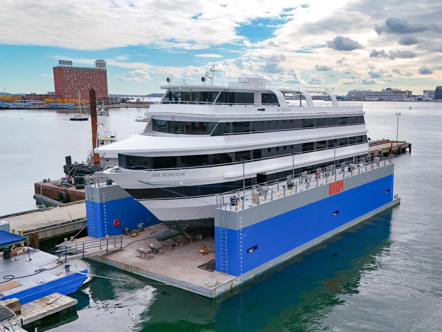 Floating dry dock at Boston Harbor Shipyard and Marina