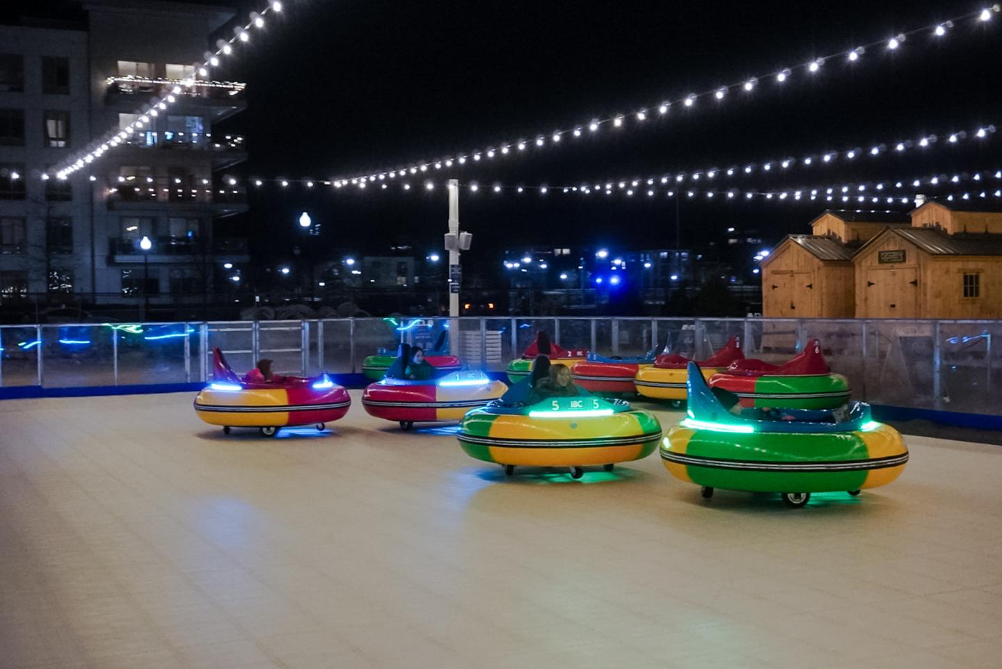 Ice bumper cars at the Rink at The Tall Ship